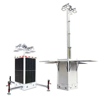 Cuboid Mobile Cctv Unit Tháp ánh sáng mặt trời với 4 * 50W LED 4 * 300W tấm pin mặt trời
