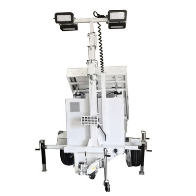 Tháp đèn điện năng lượng mặt trời lai di động với các tấm pin mặt trời 3 * 460W để chiếu sáng tòa nhà