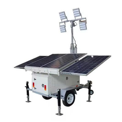 Green Power Mặt trời LED Tháp đèn di động Với 4 * 300W tấm pin mặt trời 4 * 100W đèn LED