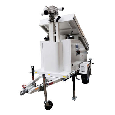 Tháp CCTV năng lượng mặt trời trailer camera mặt trời với cột điện 7m cho an ninh ngoài trời
