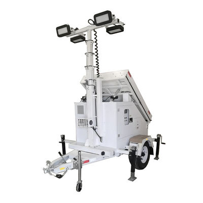 4 * 100 watt ánh sáng năng lượng mặt trời dẫn ánh sáng trailer cho cứu hộ và cứu trợ thảm họa