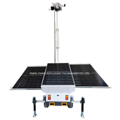 Solar Power Trailer CCTV Camera Trailer Với 3 * 400W tấm pin mặt trời cho an toàn công cộng