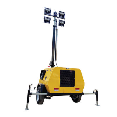 Tháp chiếu sáng diesel Tháp chiếu sáng di động với cột 9m Để chiếu sáng hoạt động ngoài trời