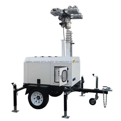 Tháp chiếu sáng diesel LED với cột điện 8m cho ánh sáng cứu hộ khẩn cấp