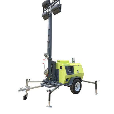 Strong Endurance Diesel di động 9m Tháp đèn Mast Telescopic Cho Đèn Xây dựng Đường