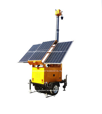 Máy ảnh năng lượng mặt trời di động Cctv trailer gắn kính thiên văn Mast Đèn di động máy ảnh năng lượng mặt trời trailer cho giám sát hoạt động công cộng