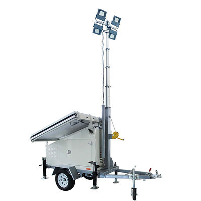 Xe kéo đèn pha năng lượng mặt trời di động để chiếu sáng vườn cây