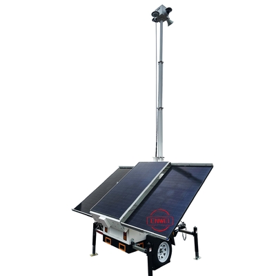 Solar Security CCTV Trailer With Night Vision Long Range IR Camera Cho Khu công trình xây dựng