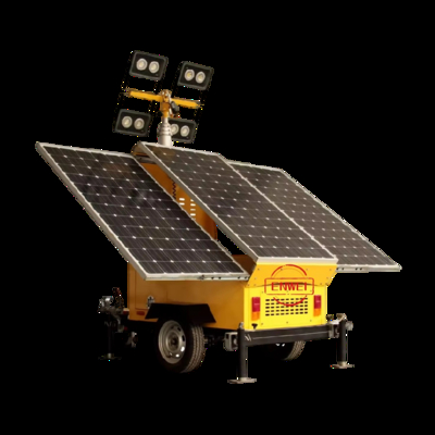 All-in-One Solar Power Trailer Với Hệ thống báo động tháp chiếu sáng CCTV cho công việc đường bộ