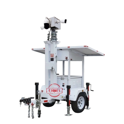 Rơ moóc CCTV năng lượng mặt trời Rơ moóc tháp đèn chiếu sáng di động năng lượng mặt trời với hệ thống năng lượng để giám sát công trường