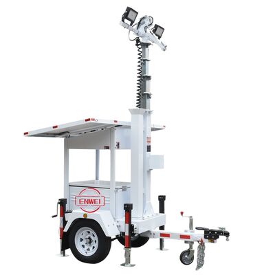 Rơ moóc an ninh triển khai nhanh chạy bằng năng lượng mặt trời với 2 tấm pin mặt trời 435W cho công trường xây dựng và bất động sản thương mại