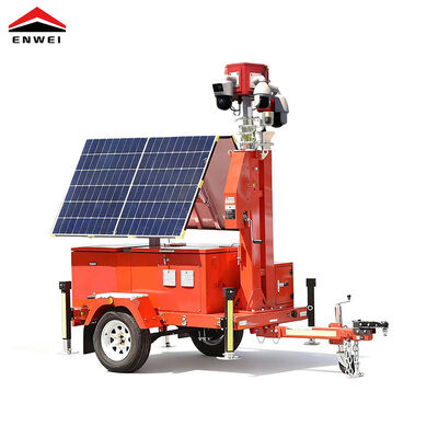 Trailer camera quan sát di động ngoài lưới với hai tấm pin mặt trời 450W để giám sát bãi đậu xe