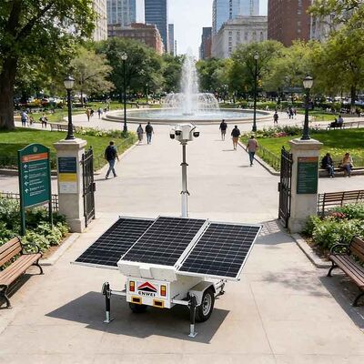 Phân tích năng lượng mặt trời lớn Camera an ninh Cctv trailer Camera mặt trời di động trailer cho giám sát đường