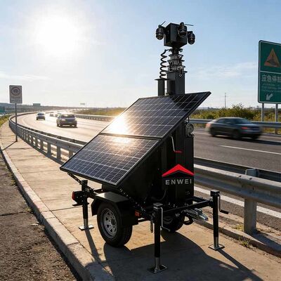 Bảo hiểm toàn cảnh Mini Camera Mặt trời Security Trailer Solar Surveillance Trailer Cho giám sát công viên công nghiệp