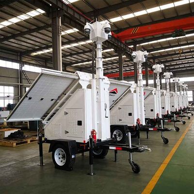 Cấu trúc đáng tin cậy Bảng năng lượng mặt trời di động Camera Security Trailer Mobile Solar Camera Trailer For Factory Monitoring