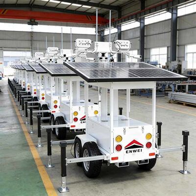 Phân chế các tấm pin mặt trời di động Camera Security Trailers Động cơ di động chạy bằng năng lượng mặt trời Security Trailers For Oilfield Monitoring