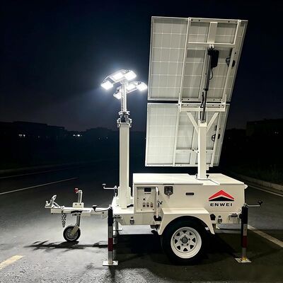 Đèn mặt trời di động LED Light Trailer Phân tích năng lượng mặt trời gấp Đèn xe để chiếu sáng ngoài trời ban đêm